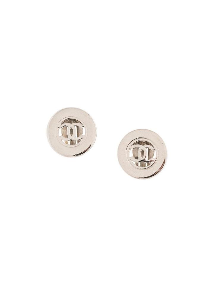 Chanel Pre-owned Round Cc Earrings - Silver