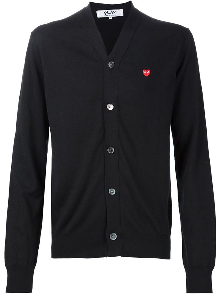 Comme Des Garçons Play Mini Heart Cardigan, Men's, Size: M, Black, Cotton