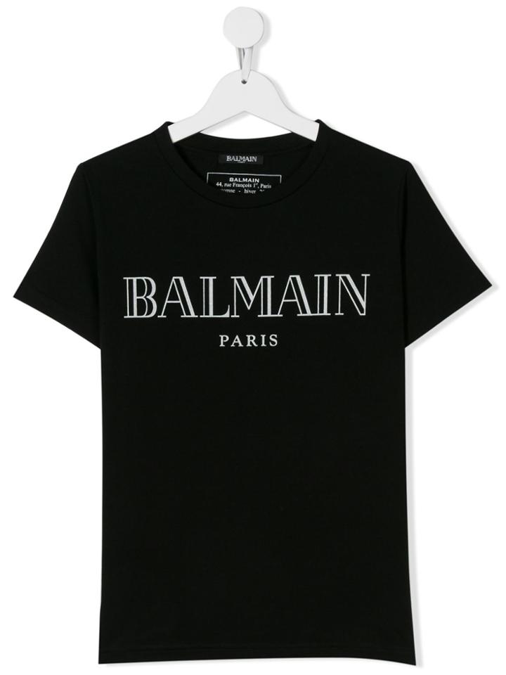 Balmain Kids Teen Logo Print T-shirt - Black