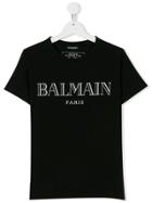 Balmain Kids Teen Logo Print T-shirt - Black