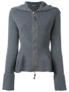 Alexander Mcqueen Peplum Knit Jacket, Women's, Size: Medium, Grey, Wool