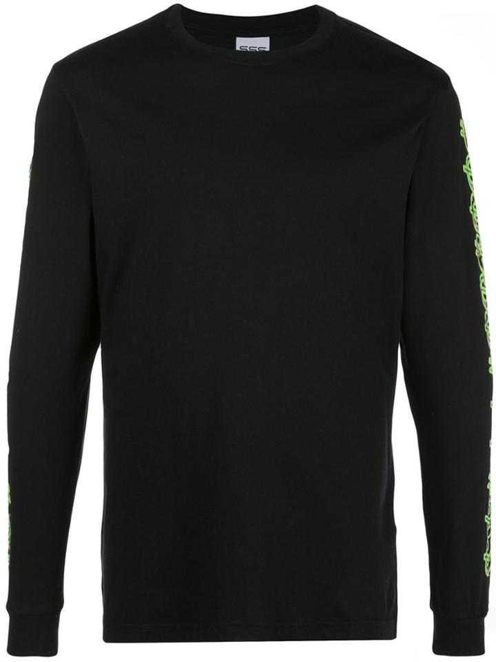 Sss World Corp Fire Dollar Printed Sleeve Sweatshirt - Black
