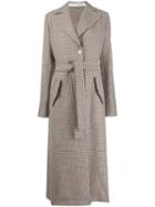 Off-white Checked Oversized Belted Coat - Neutrals