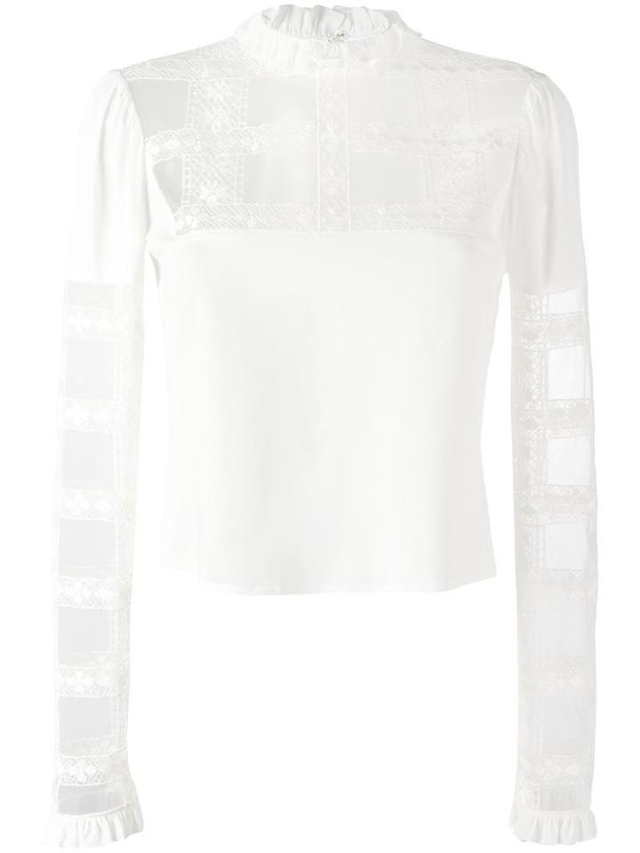 Giamba Sheer Panel Longsleeved Blouse, Women's, Size: 38, White, Cotton/polyamide/polyester/viscose