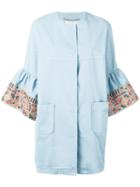 Bazar Deluxe - Embroidered Sleeve Coat - Women - Cotton/spandex/elastane - 40, Women's, Blue, Cotton/spandex/elastane