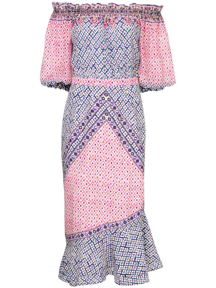 Saloni Paisley Print Dress - Pink & Purple