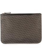 Pierre Hardy Cube Print Top Zip Pouch, Men's, Black, Calf Leather