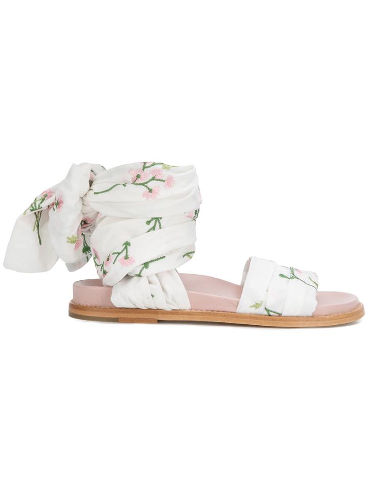 Marques'almeida Embroidered Wrap Sandals - White