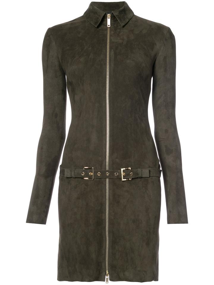 Jitrois - Zip Fastened Dress - Women - Leather - 40, Green, Leather