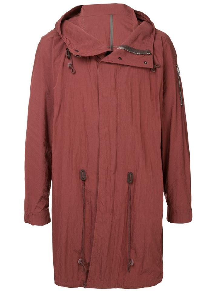 Kazuyuki Kumagai Creased Hooded Coat - Red