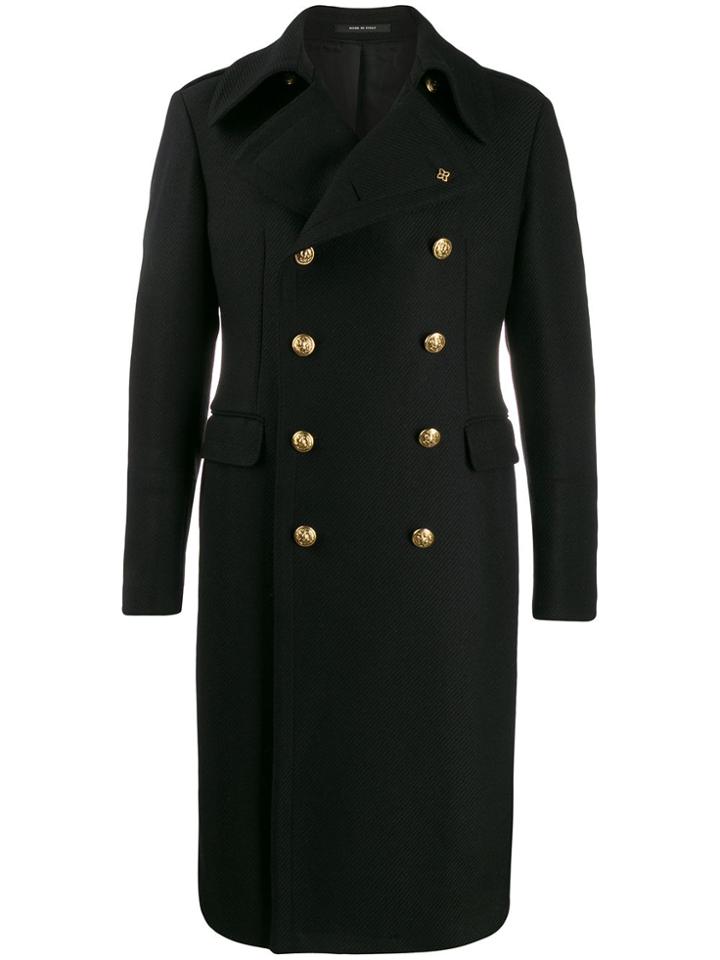 Tagliatore Engraved-button Double-breasted Coat - Black