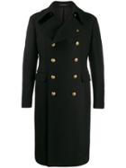 Tagliatore Engraved-button Double-breasted Coat - Black