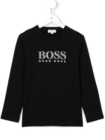 Boss Kids Logo Print T-shirt, Boy's, Size: 12 Yrs, Black