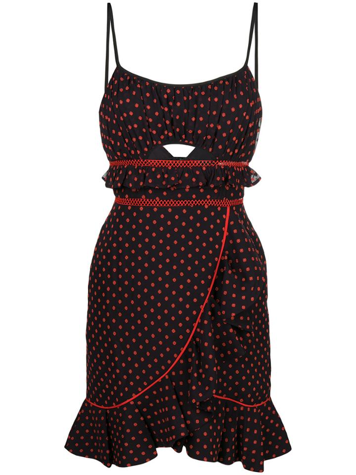 Self-portrait Cutout Polka Dots Dress - Blue