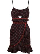 Self-portrait Cutout Polka Dots Dress - Blue