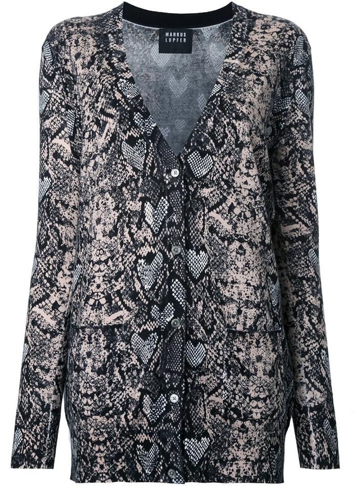 Markus Lupfer - Snakeskin Print Cardigan - Women - Cotton/wool - S, Cotton/wool