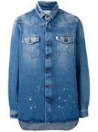 Off-white Chest Pockets Denim Jacket, Men's, Size: Large, Blue, Cotton