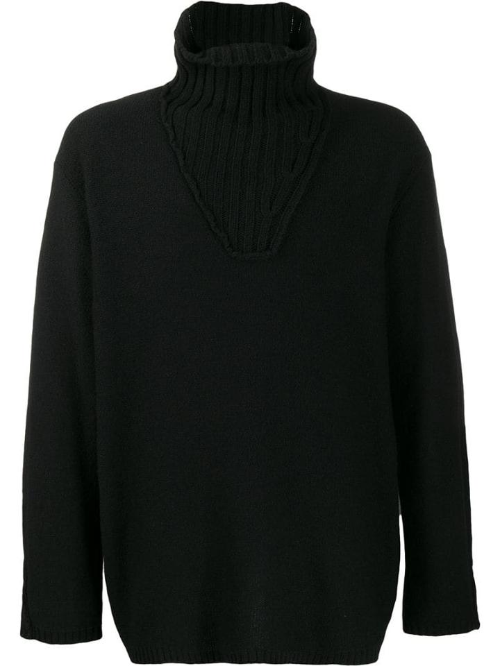 Yohji Yamamoto Sweater In Black With Rollneck