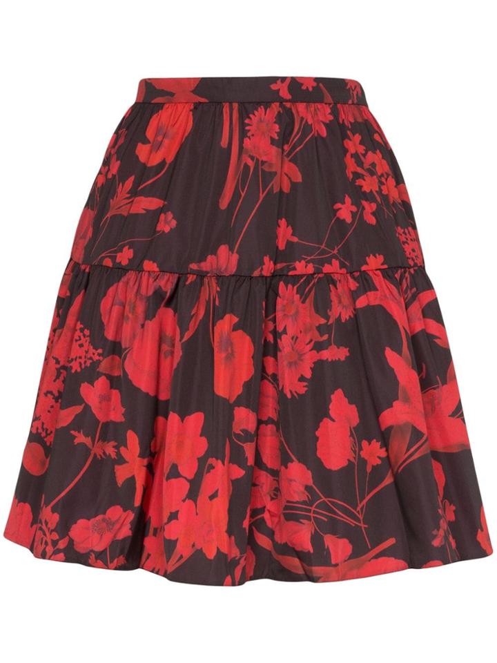 Valentino Tiered Floral Print Mini Skirt