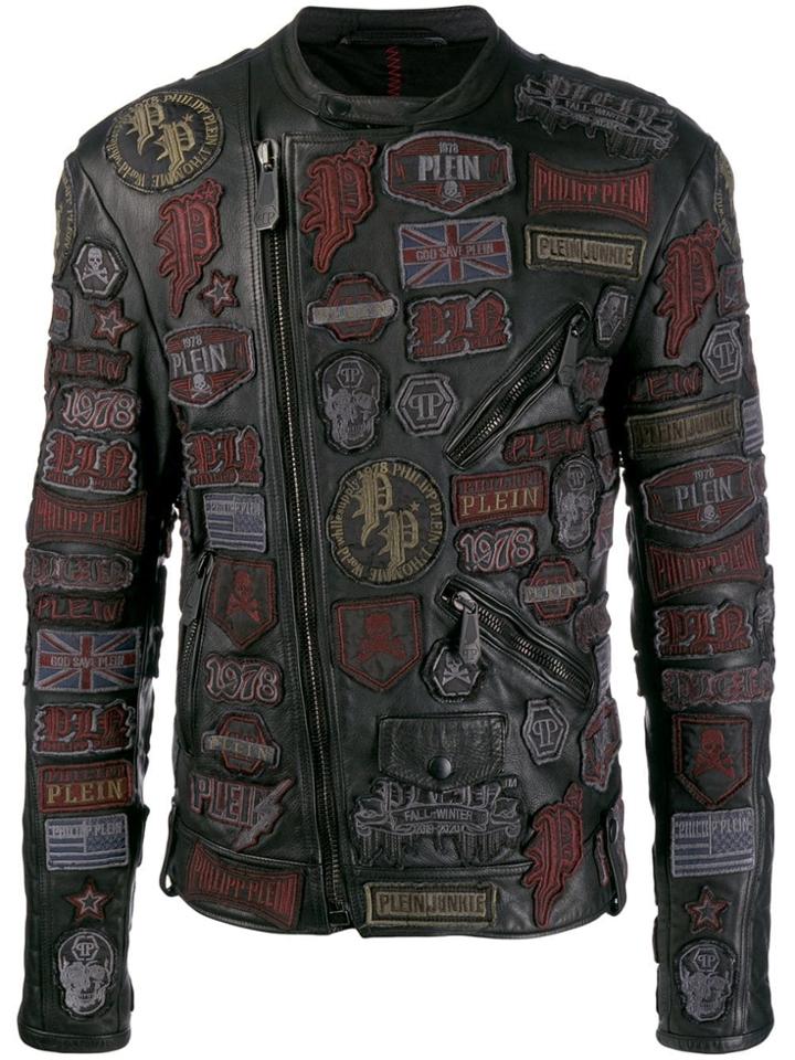 Philipp Plein Patches Biker Jacket - Black