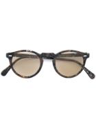 Oliver Peoples Gregory Peck Round Frame Sunglasses - Brown
