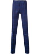 Pt01 Super Slim Checked Trousers, Men's, Size: 48, Blue, Wool