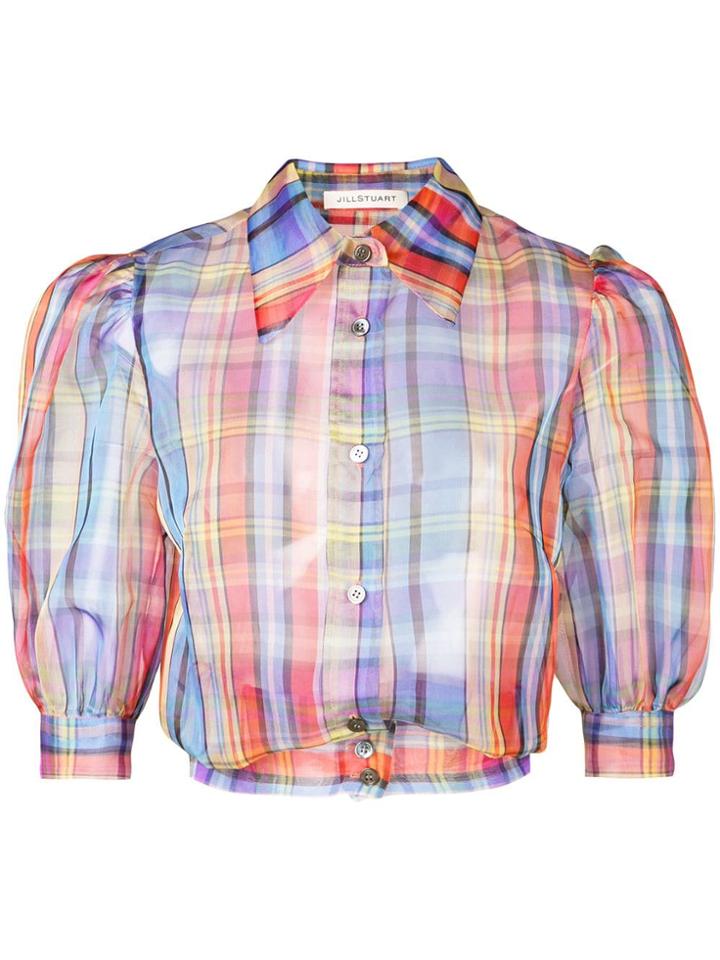 Jill Stuart Cropped Plaid Blouse - Blue