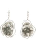 Saqqara Sliced Diamond Drop Earrings, Women's, White, Gold/diamond