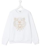 Kenzo Kids Teen Tiger Embroidered Sweatshirt, Girl's, Size: 14 Yrs, White