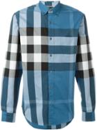 Burberry Checked Shirt, Men's, Size: Small, Blue, Cotton