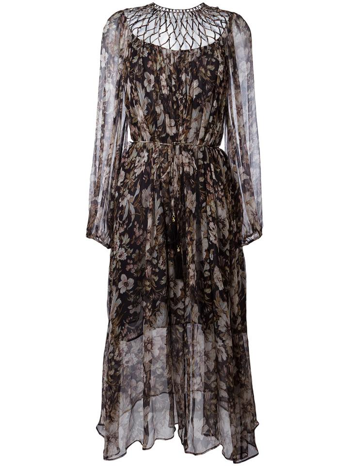 Zimmermann Gossamer Lattice Long Dress, Women's, Size: 3, Nude/neutrals, Silk/polyester