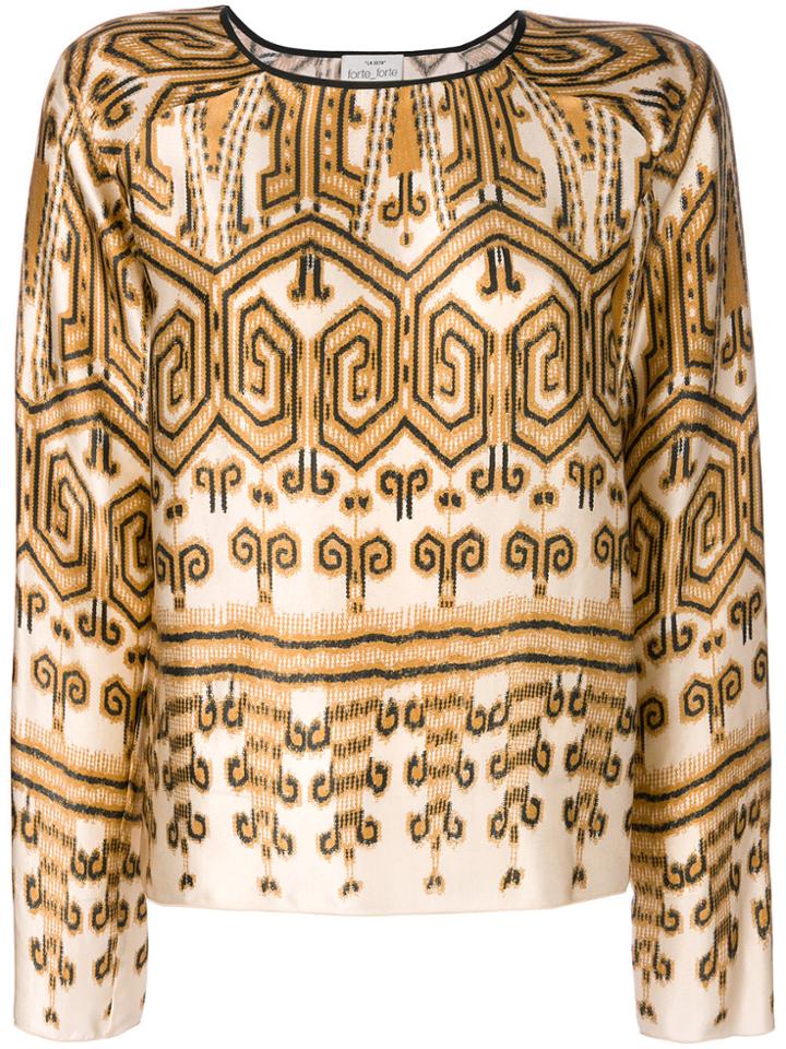 Forte Forte Ikat Print Silk Top - Nude & Neutrals