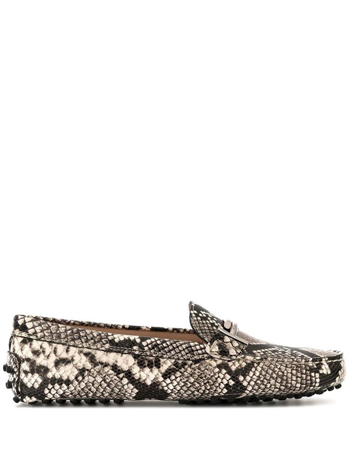 Tod's Animal Print Loafers - White
