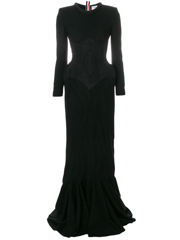Thom Browne Wool Crepe Anatomical Hip Pad Dress - Black
