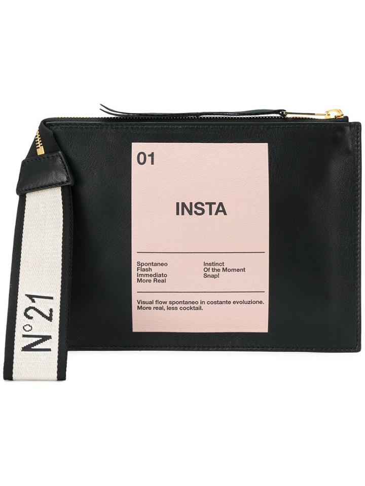 No21 Insta Print Clutch Bag - Black