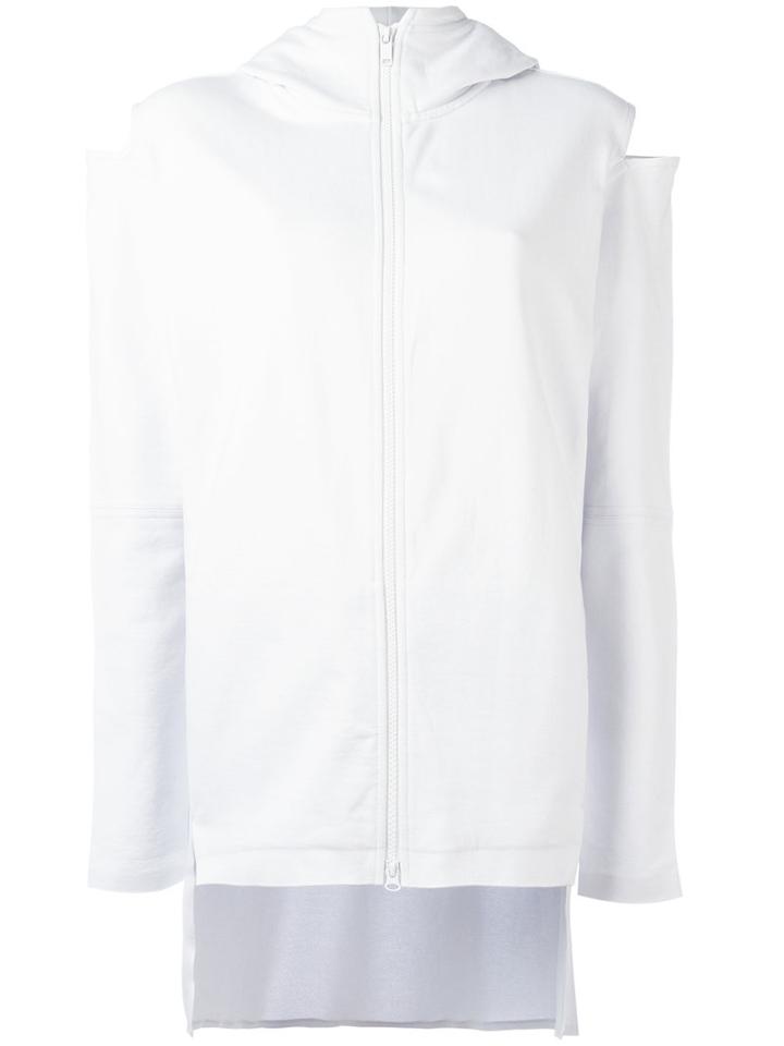 Y-3 - Cut-out Zipped Hoodie - Women - Cotton - Xs, Women's, White, Cotton