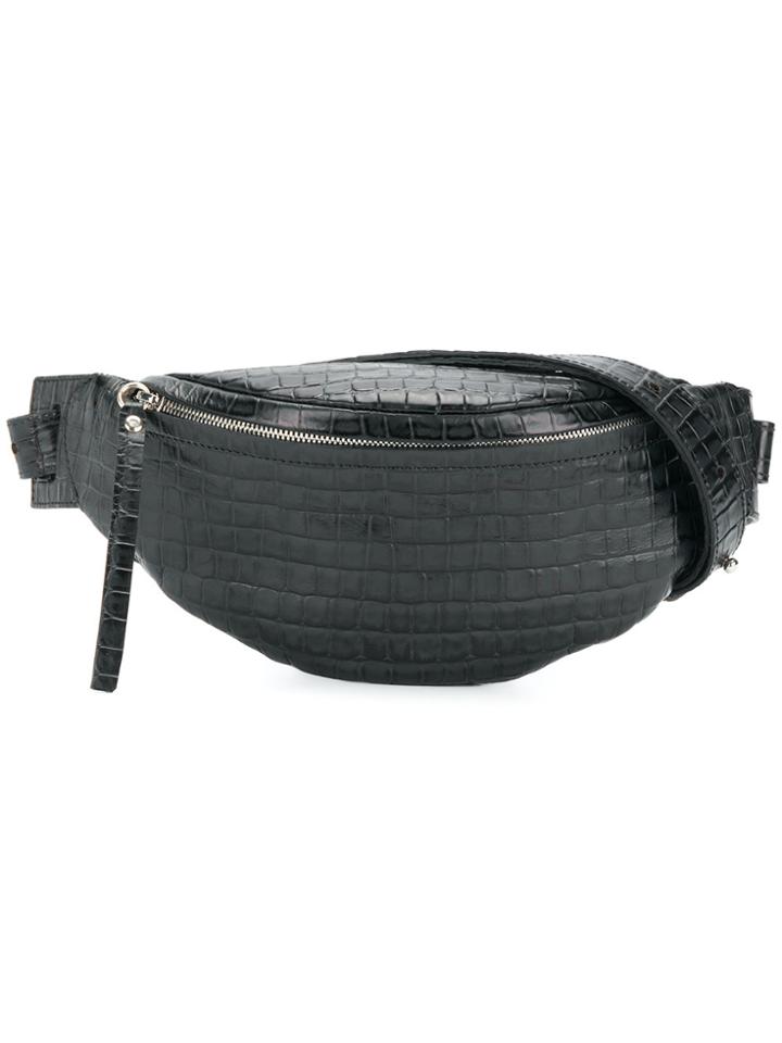 Manokhi Crocodile Effect Shoulder Bag - Black