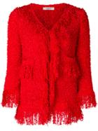 Charlott Frayed Edge Jacket - Red