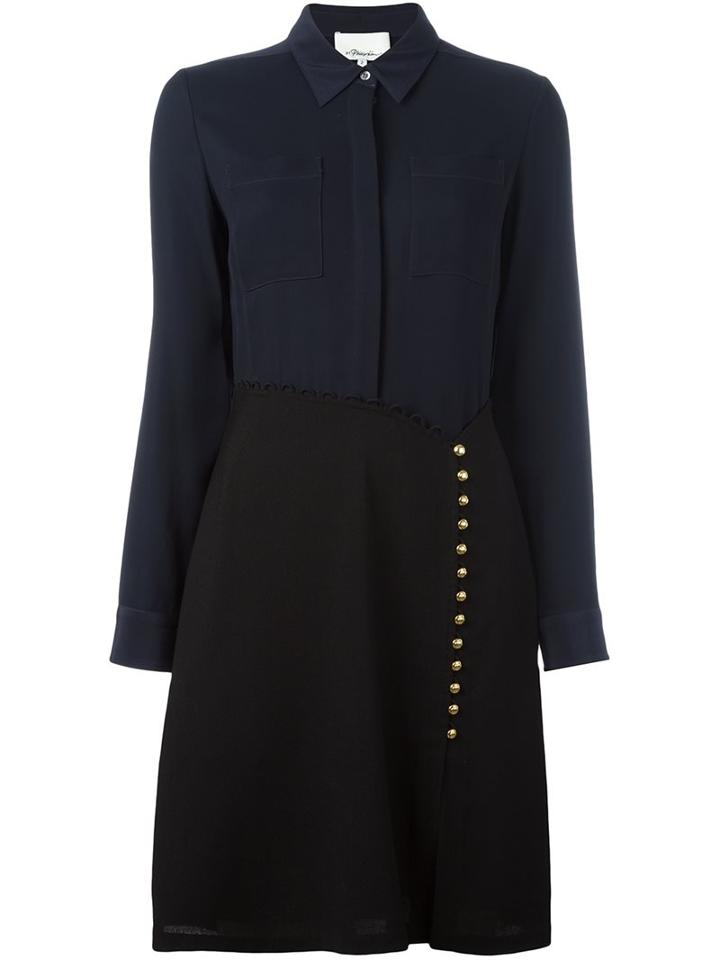 3.1 Phillip Lim Buttoned Skirt Shirt Dress, Women's, Size: 6, Blue, Silk/spandex/elastane/wool