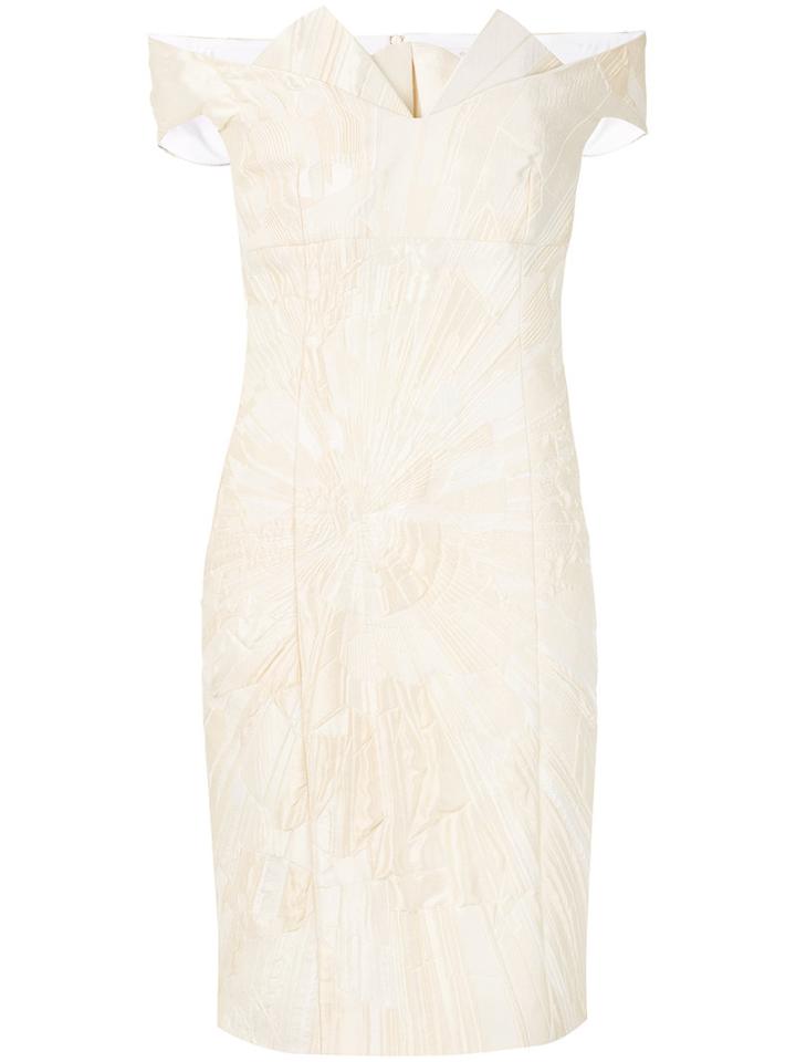 Capucci - Jacquard Off The Shoulder Dress - Women - Silk/polyamide/polyester/spandex/elastane - 44, Nude/neutrals, Silk/polyamide/polyester/spandex/elastane