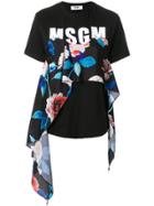Msgm Floral Panel Logo T-shirt - Black