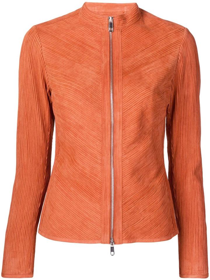 Desa 1972 Striped Suede Jacket - Orange