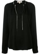 Michael Michael Kors Metallic Thread Collar Blouse, Women's, Size: Medium, Black, Silk
