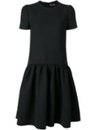 Alexander Mcqueen Pleated Babydoll Dress, Women's, Size: 42, Black, Virgin Wool/polyamide/silk