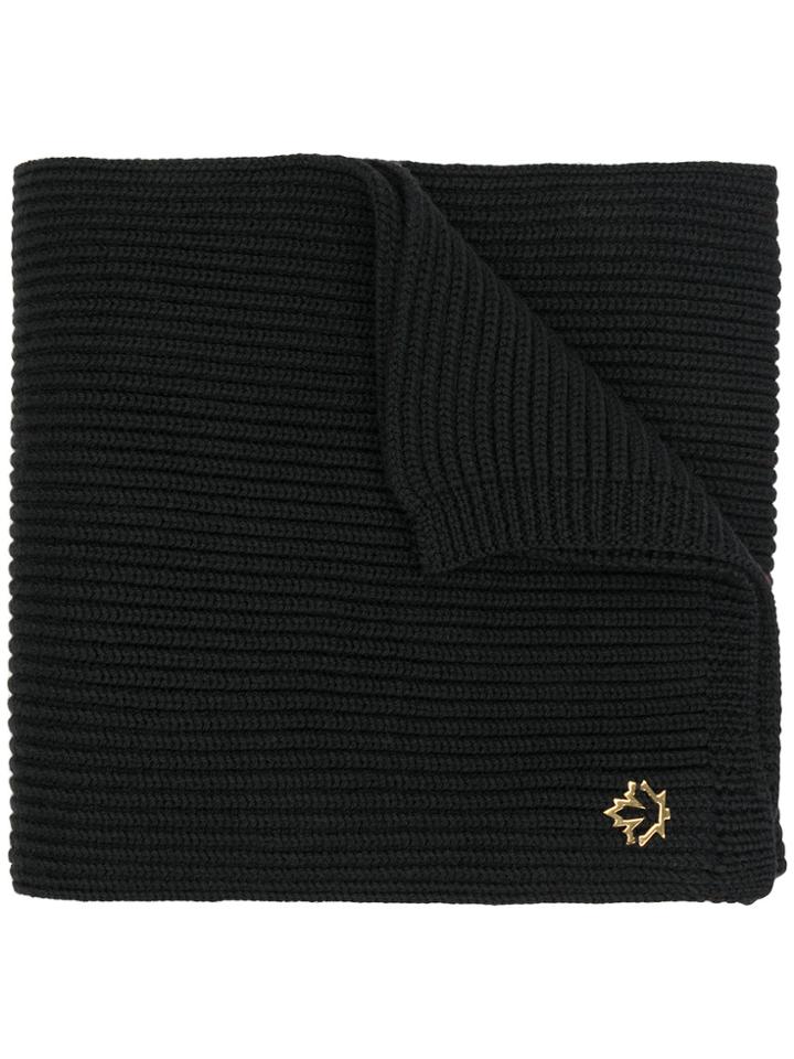 Dsquared2 Ribbed Logo Plaque Scarf - Black
