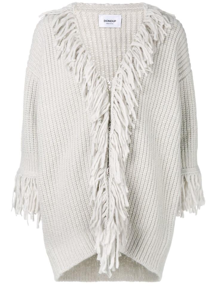 Dondup Fringe Embellished Cardi-coat - Grey