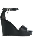 Armani Jeans Ankle Strap Wedge Sandals - Black