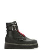 À La Garçonne Leather Combat Boots - Black