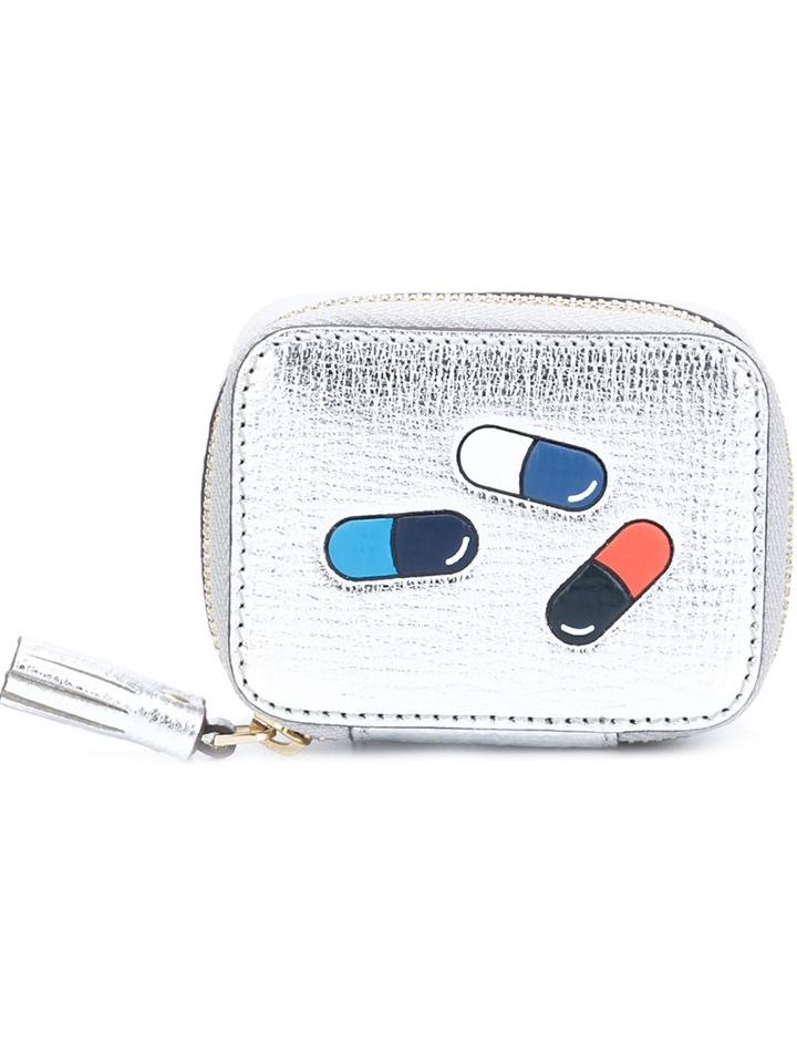 Anya Hindmarch Small Zip 'pill Box' Purse, Women's, Grey, Calf Leather