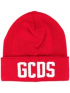 Gcds Knit Logo Print Beanie - Red